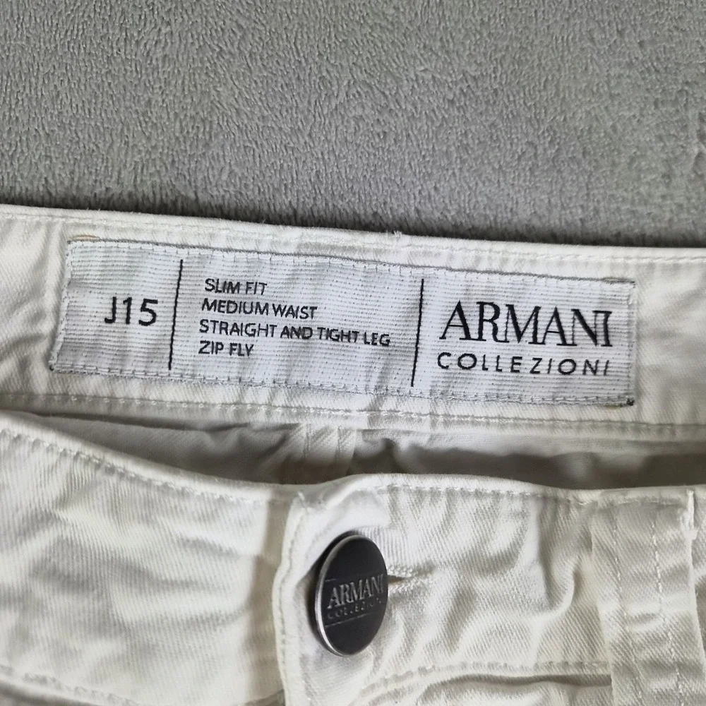Armani Collezioni Jeans White Denim Slim Fit Stretch Straight Leg  J15 Luxury